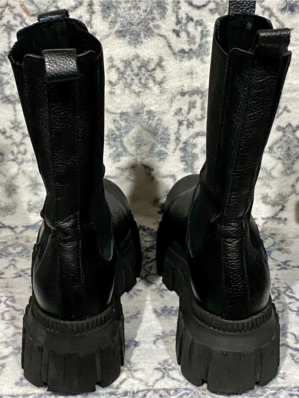 ASOS Design Leather Black Chunky Lug Chelsea Moto Boots Made in Spain Sz.8 EU 39 - Picture 3 of 13